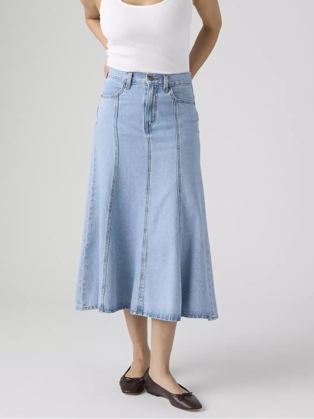 Levi’s Fit & Flare Denim Midi Skirt Size 28